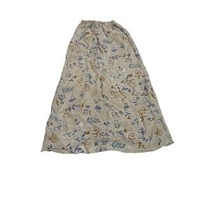 Vintage Harolds Floral Maxi Skirt Petite Boho Rayon Made in USA Cream Purple P